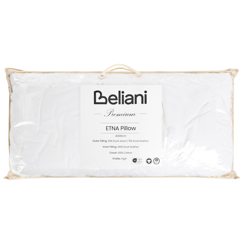 3-Chamber Bed Pillow ETNA High Duck Feathers and Down 40 x 80 cm White, 40 x 80 cm, 10cm