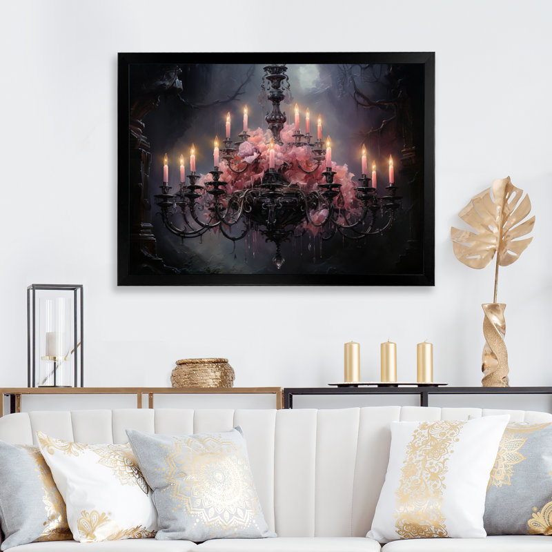 Lustre murmurant des ombres II, H 30 po x l 40 po x P 1,5 po, Cadre flottant noir
