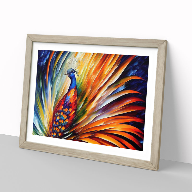 XH1022-6853X Peacock Vol.1 Abstract 1 Piece Wall Art, 34cm H x 46cm W, Beige