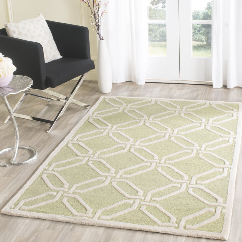 Geometric Wool Hand Woven Area Rug, Rectangle 152 x 244 cm