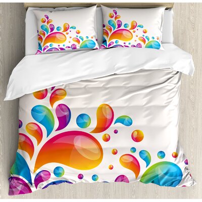 Home Cute Raindrops in Different Size in Gradient Colors Abstract Splash Style Duvet Cover Set -  Ambesonne, nev_21773_king