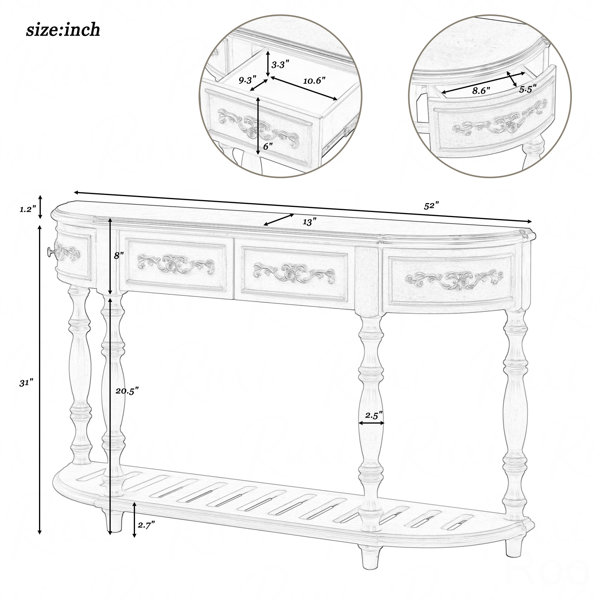 Red Barrel Studio 52" Modern And Contemporary Curved Console Table ...