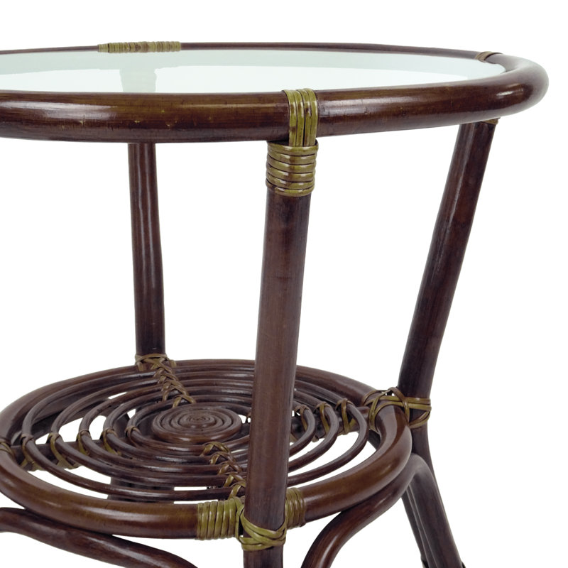 Eukleides Glass Tray Top End Table, Dark Brown