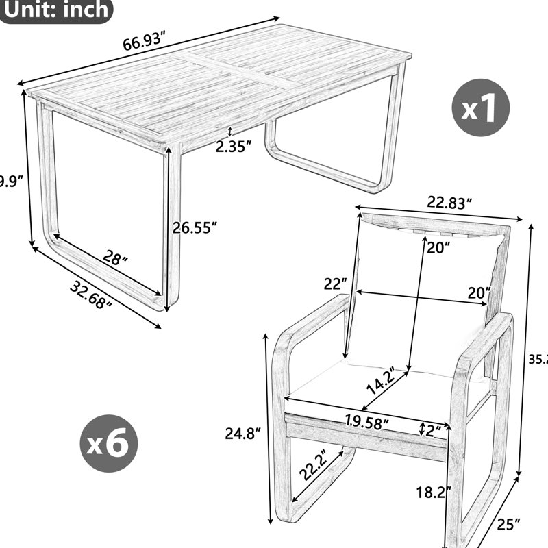 Table de jardin en bois massif avec coussins beiges, 170 cm (66,93 pouces), accoudoirs amovibles et design unique, idéale pour les repas en plein air dans le jardin ou sur la terrasse.