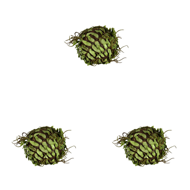 Set of Three 4" Green Plastic Fern Topiary Balls