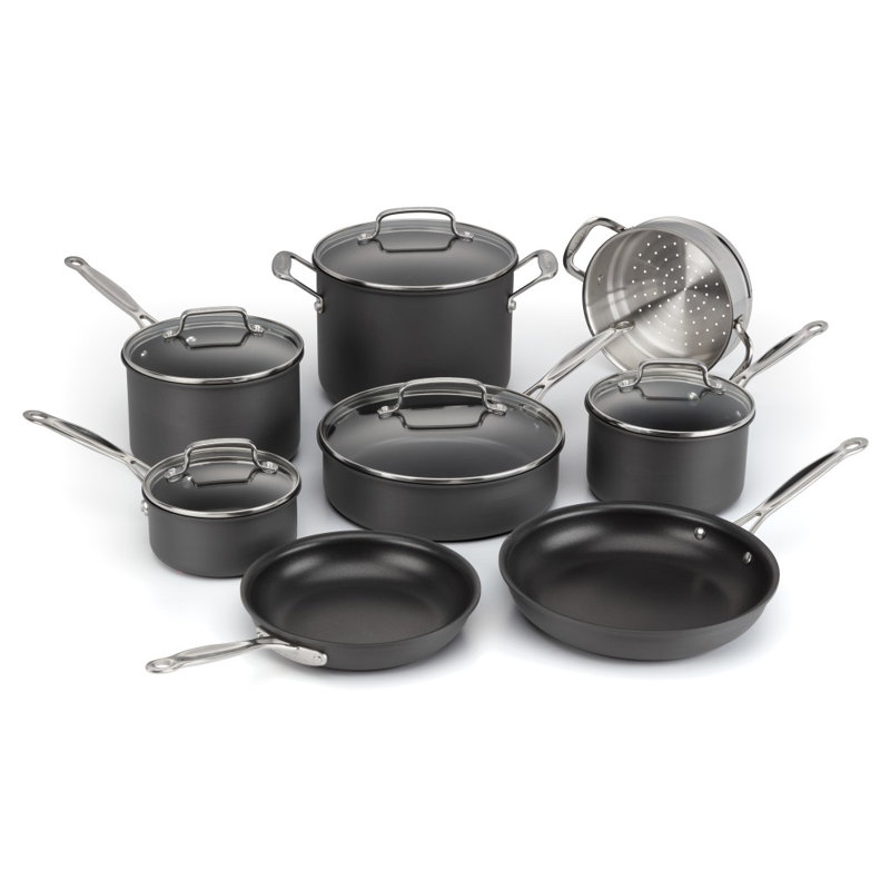 Chef's Classic Nonstick Hard Anodized Cookware 13 Piece Set, Black