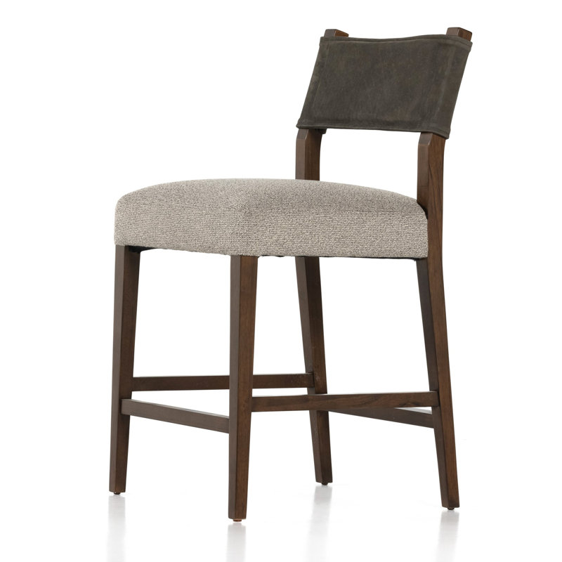 Tabouret Lorretta, Tabouret de comptoir (siège d'une hauteur de 25,9, Encre Tulsa / rayonne / viscose, Sable antique