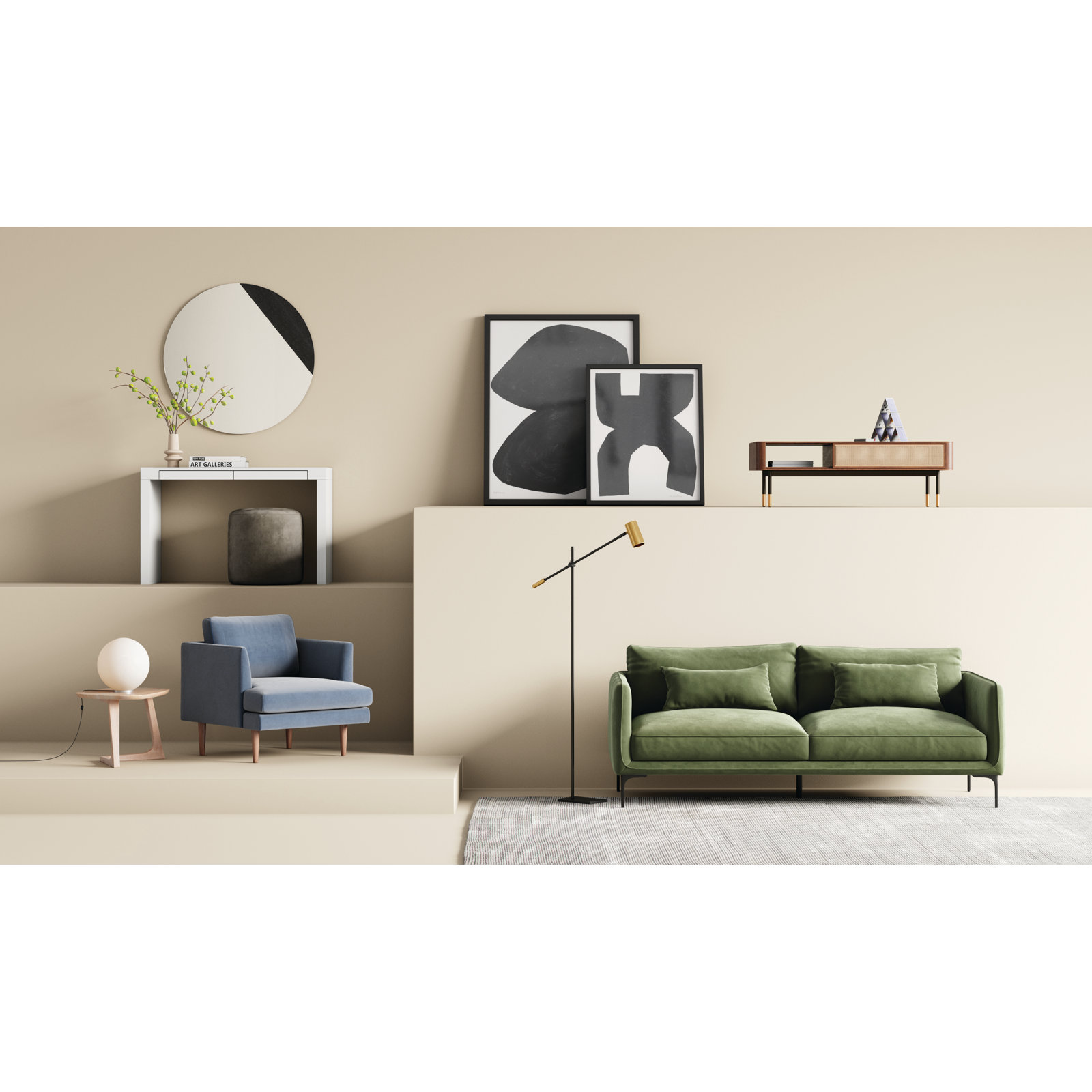 Matias Brown/Cream Rug, Rectangle 9' x 12', Gray/Beige