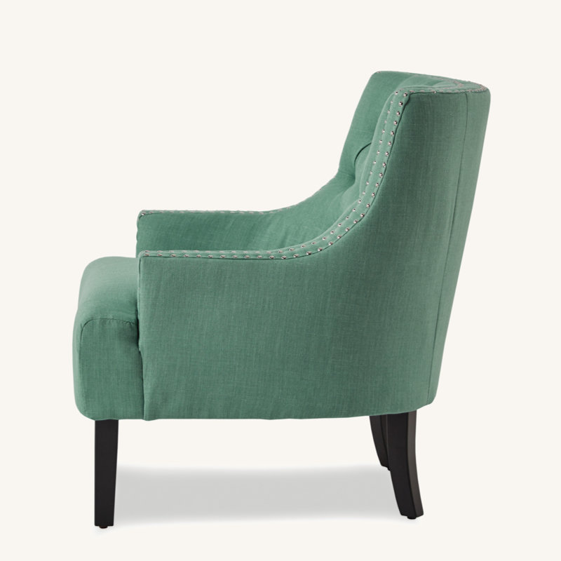 Upholstered Wingback Chair, Teal Velvet