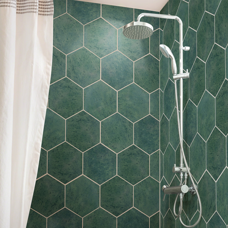 Capri 7" x 8" Porcelain Stone Look Wall & Floor Tile, Green
