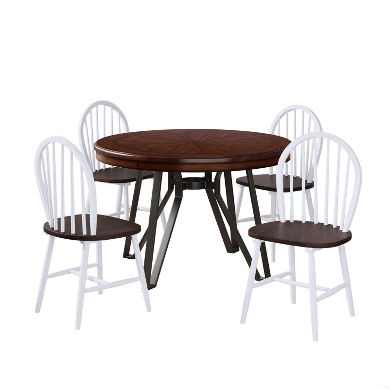 Vidrine 5-Piece Wood Dining Set, Brown/White, Brown