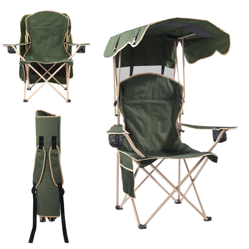 2-Pack Canopy Camping Chairs For Beach, Pool, Sports Games, Fishing, Olive Green