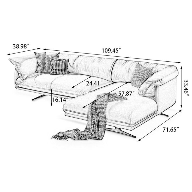 Canapé modulaire 2 pièces rembourré, Orienté à droite