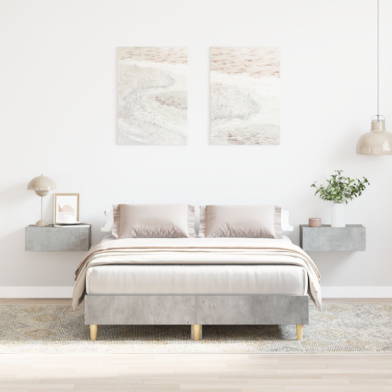 Bed Frame With Engineered Wood, 123 x 193 cm, Concrete Grey