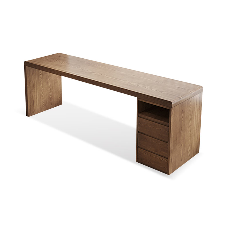 Bureaux rectangulaires en bois massif noyer clair, H 29,53 po x l 70,87 po x P 23,62 po, Retour à droite