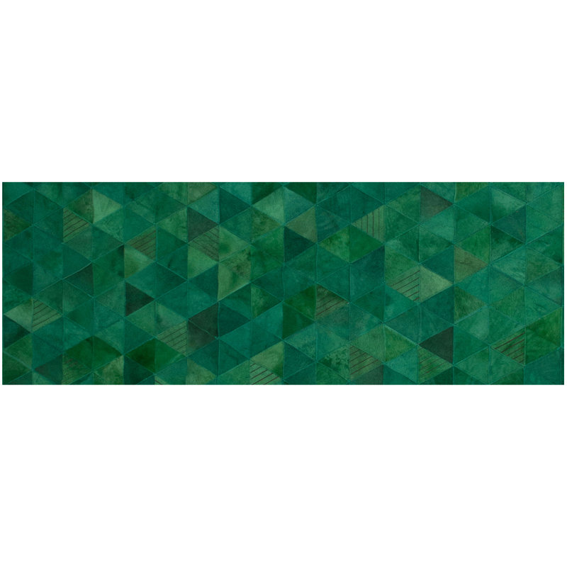 Trilogia Cowhide Geometric Area Rug in Green, Runner 2'7" x 6'6"