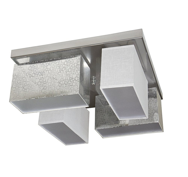 Partlow Fabric Semi Flush Mount, Silver/White