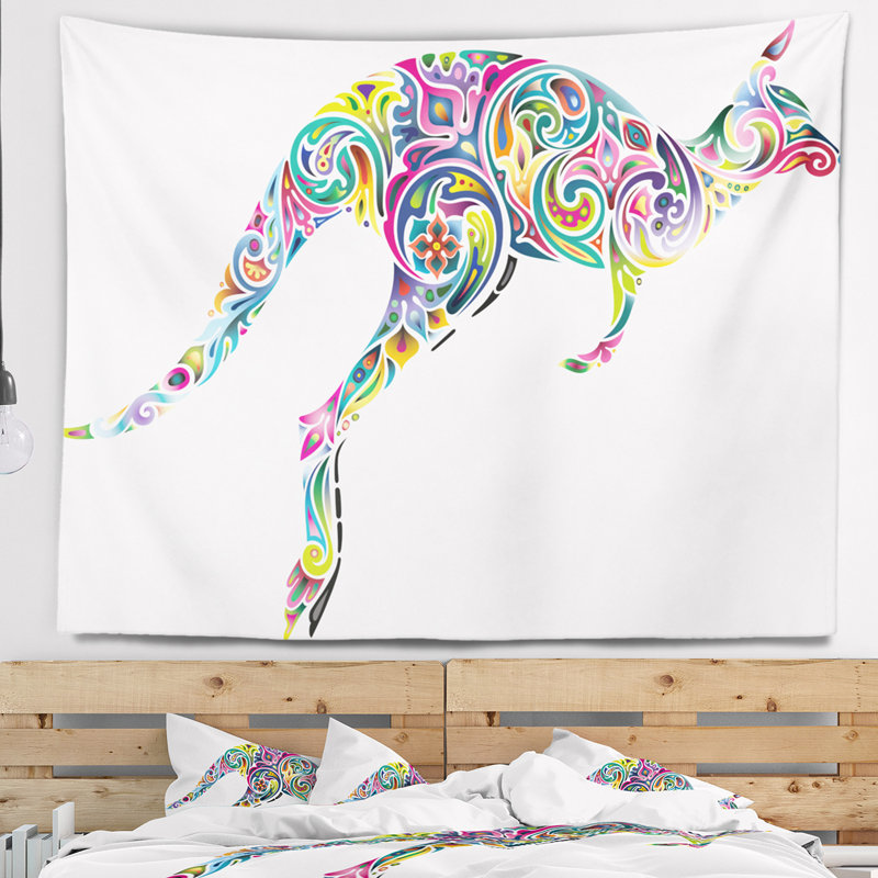 Tapisserie de course de kangourou floral Animal, H 32 po x l 39 po
