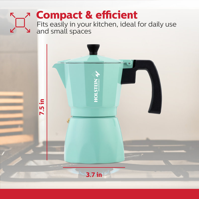 Holstein Housewares 6-Cup Stovetop Espresso and Coffee Maker Cafetera, Mint