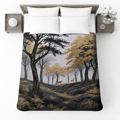 Couvre-lit forêt noir et noir