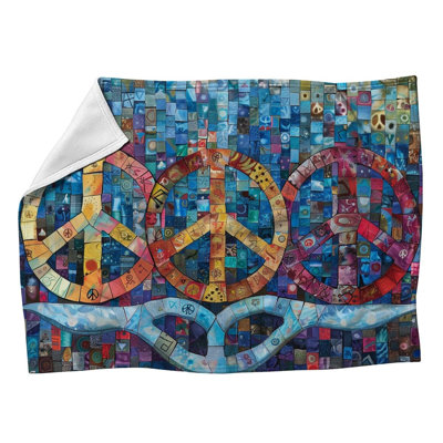 Peace Symbol Abstract Machine Printed Throw Blanket