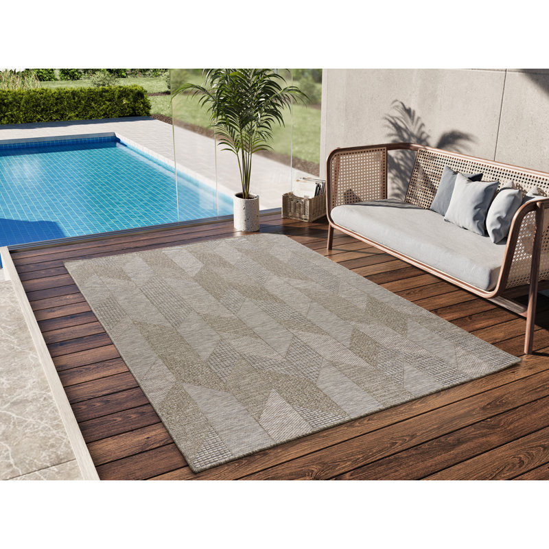 Jasmyn Geometric Shapes Flatweave Indoor / Outdoor Area Rug, Rectangle 126 x 190cm