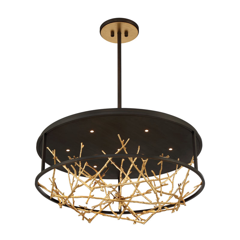 Lustre tambour unique à 7 lumières Aerie, Bronze/Doré