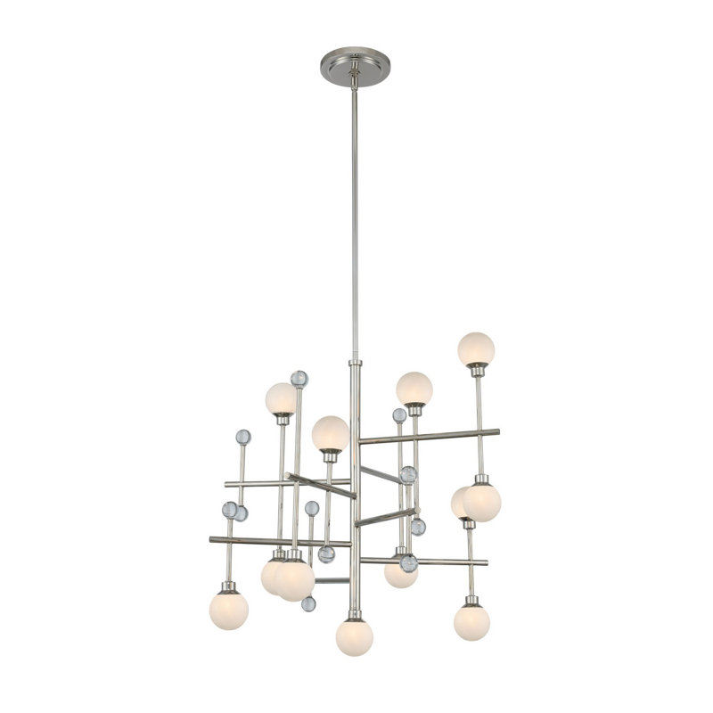 Mercer 12 Light Mid-century Modern Art Deco Chandelier by Kalco