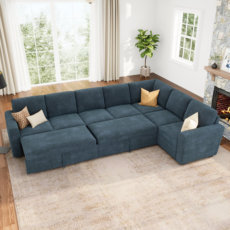 Modular L-Shaped Sleeper Sectional With Storage Seats
