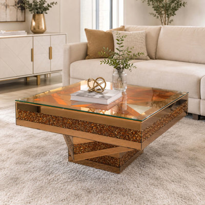 Table basse à motif de diamants broyés