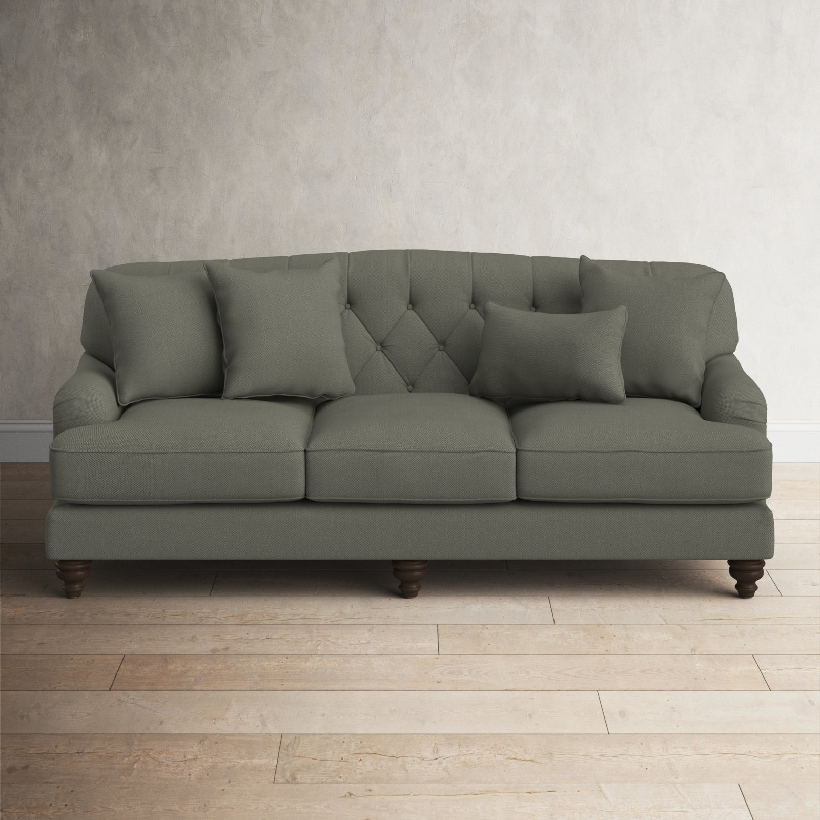 Sullivan 90'' Upholstered Sofa, Handsome 7 Taupe Performance Twill, Pecan, No