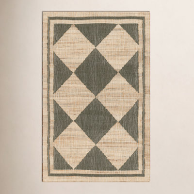Orchard Green Hand-Woven Geometric Jute Rug