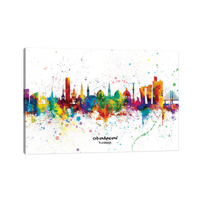 Copenhagen Denmark Skyline Splash by Michael Tompsett - Wrapped Canvas Gallery-Wrapped Canvas Giclée