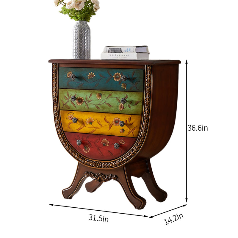 Vintage Painted Small Solid Wood Accent Chest