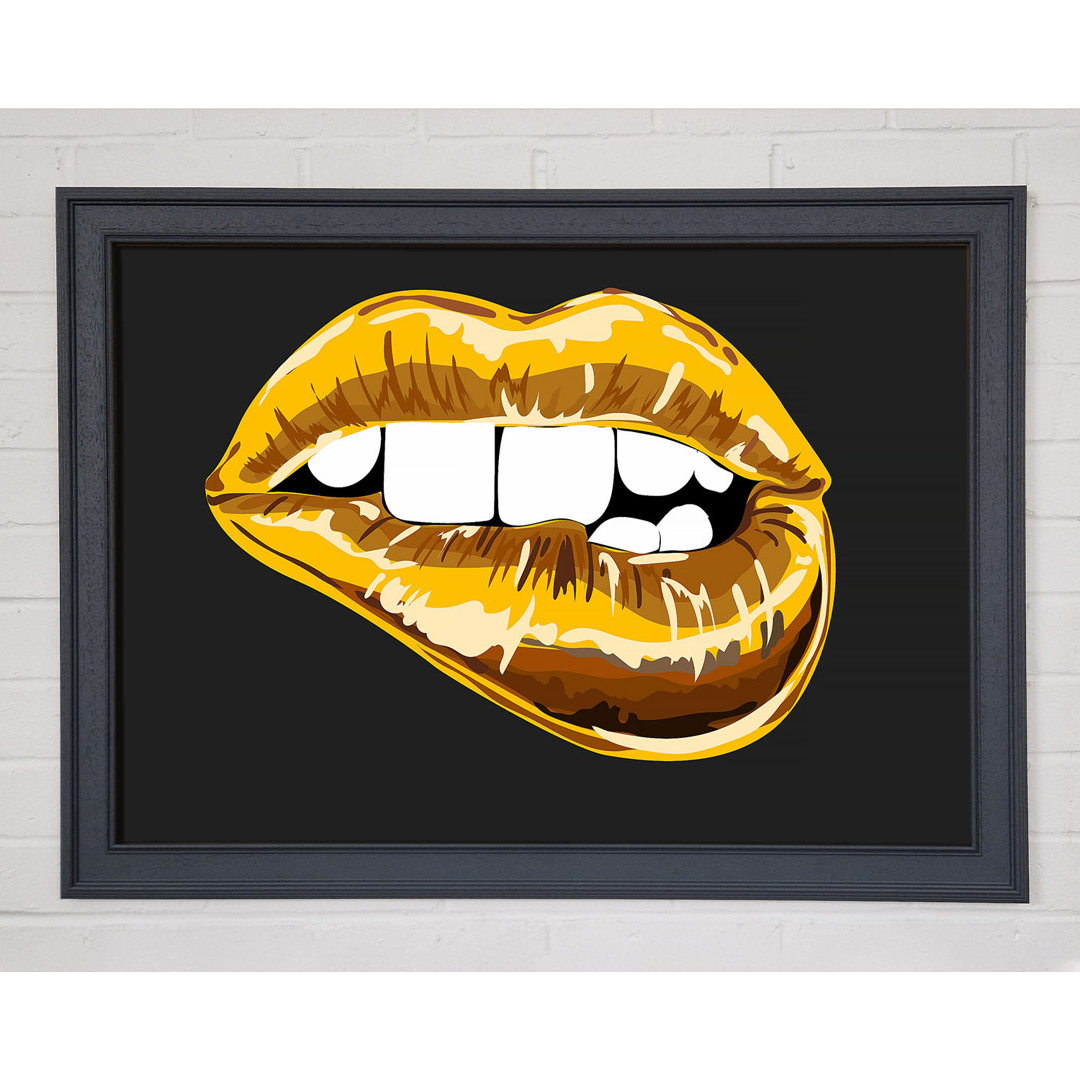 Gold Lip Bite - Einzelner Bilderrahmen Kunstdrucke