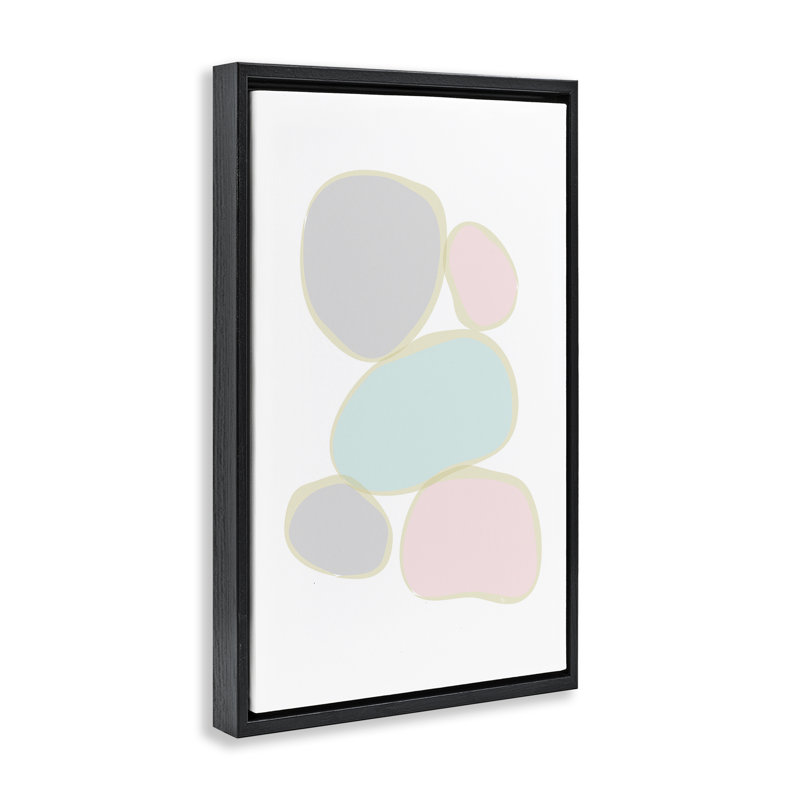 Minimal Pastel Pebbles, toile par Martina Pavlova, H 31 po x l 21 po x P 1,7 po, Cadre flottant noir de jais