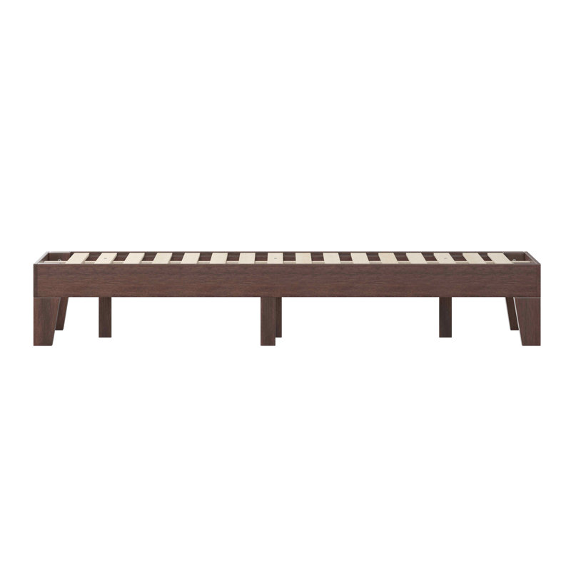 Walnut Twin Wood Platform Bed Frame with Slats