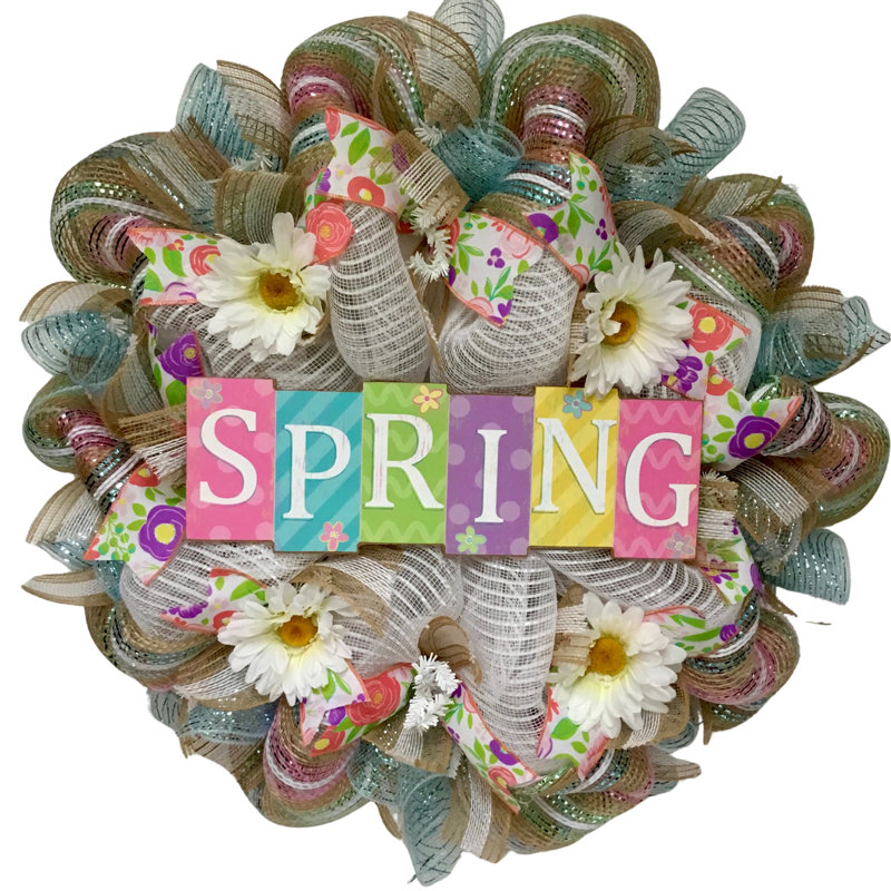 Couronne de printemps pastel avec marguerites