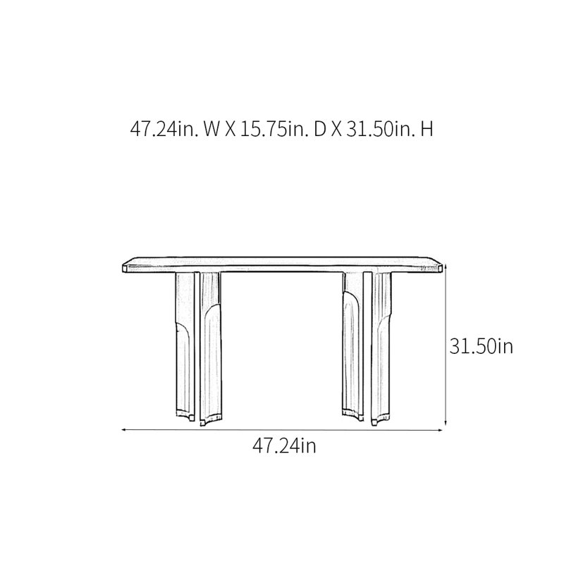 Modern Minimalist Art Console Table, Black, 31.5" H x 47.24" W x 15.75" D