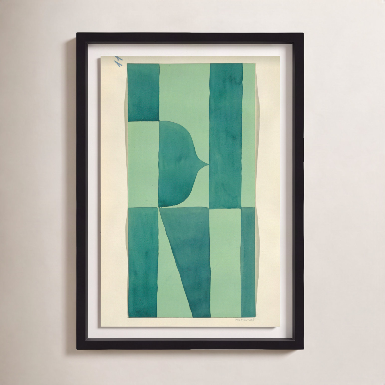 Erickson "Green Abstract" Print by Oliver Gal, 31" H x 21" W, Black