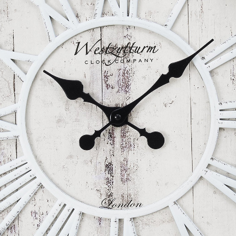 Horloge murale, cadre rond gris rustique de 20 pouces et chiffres romains