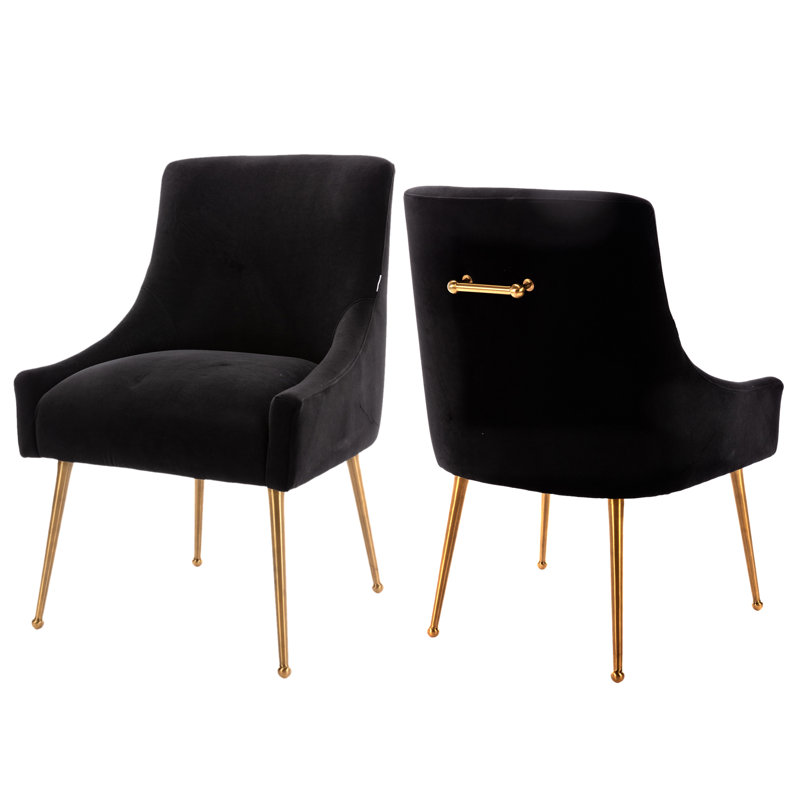 Magallanes Velvet Upholstered Side Chair, Black