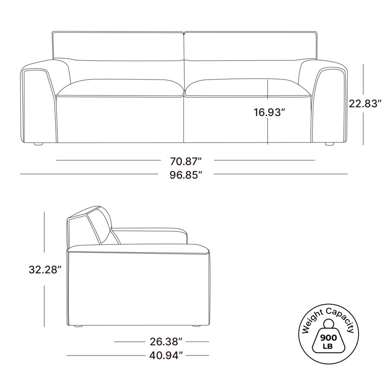 Teagan 97'' Upholstered Sofa
