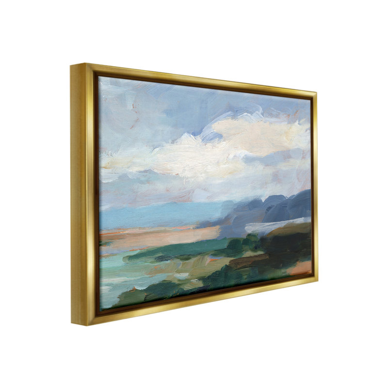 «Traditional Cloudy Beach Floater Frame» par Ethan Harper sur toile, Cadre flottant métallique doré, H 25 po x l 31 po