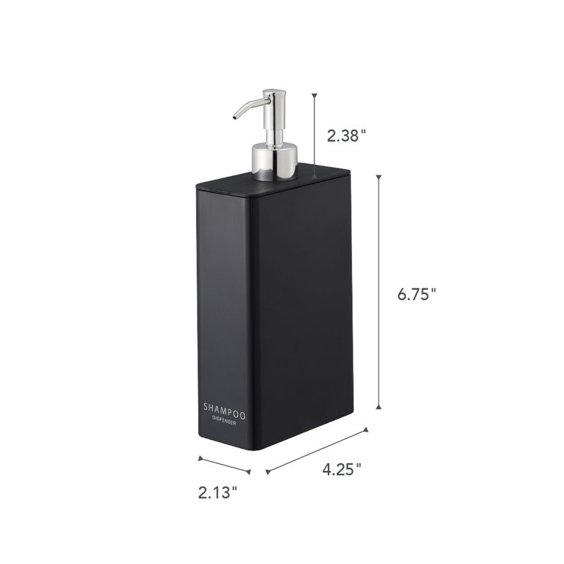 Black Rectangular ABS Plastic Shampoo Dispenser with Stainless Steel Pump