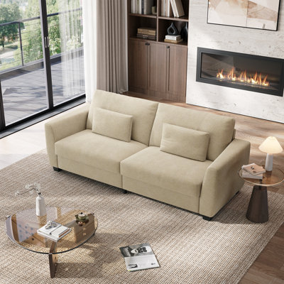 79'' W Modern Loveseat Sofa, Comfy Velvet Couch with Spring Cushion, Removable Cover, Sturdy Frame, Deep Seat, Easy Assembly for Living Room, Bedroom, Office, and Small Space, Beige