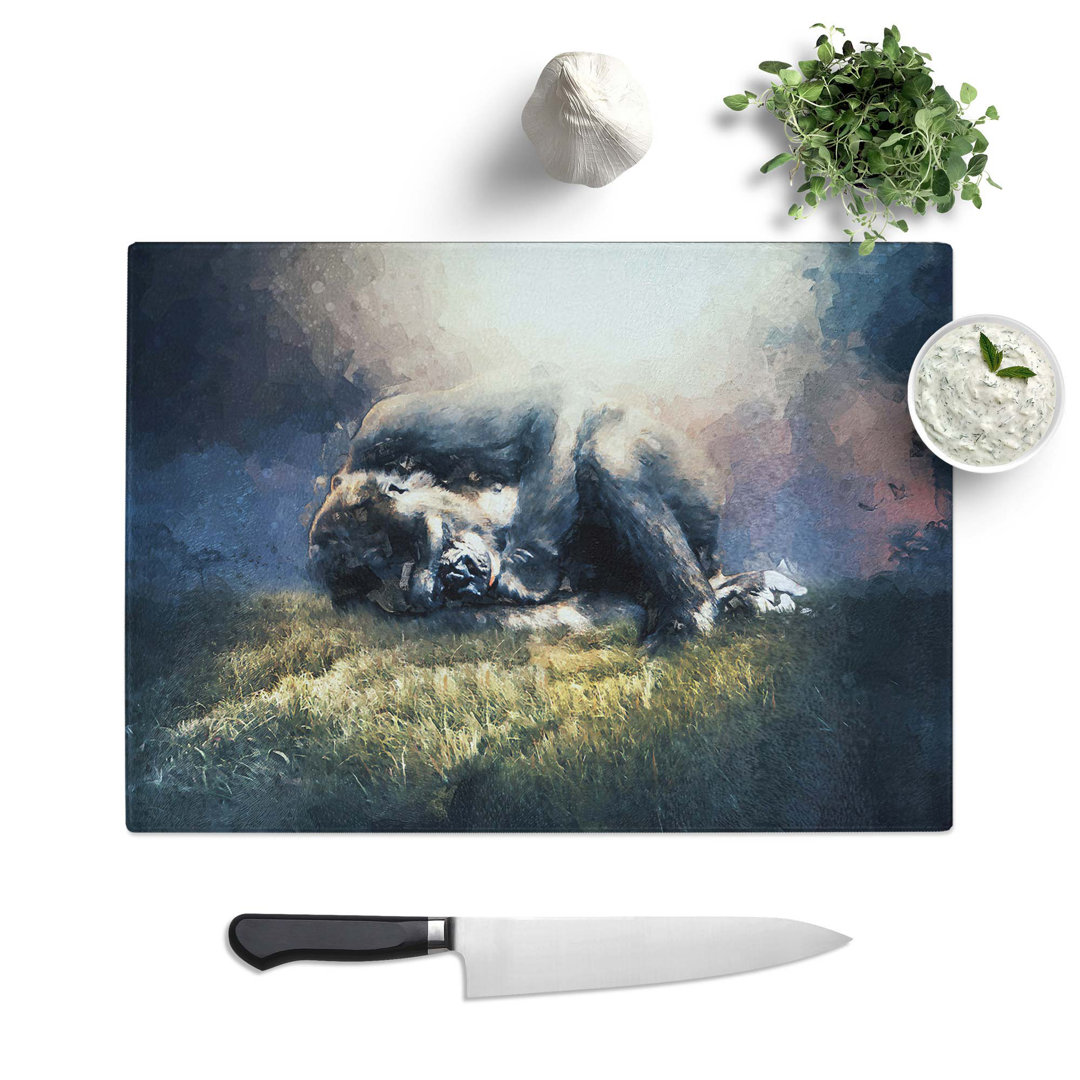 Tempered Glass the Resting Gorilla in Abstract Chopping Board