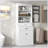 Bathroom Storage Cabinet with Two Doors, Drawers, Adjustable Shelf & Three Open Shelves