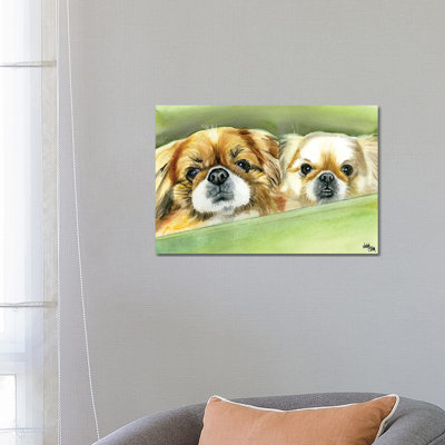 Peke Pups by Judith Stein - Wrapped Canvas Painting