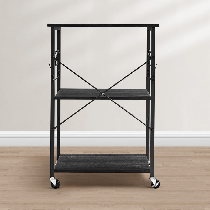 Drew Wood Kitchen Island, Ebonized Oak/Black